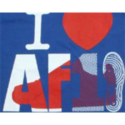 Футболка Sneaktip I Love AF 1 синяя принт на груди