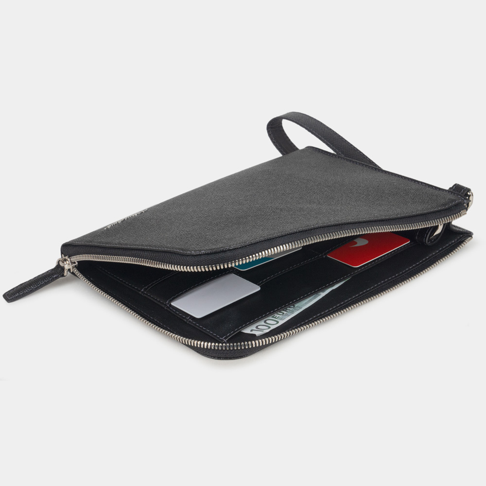 Сумка мужская Hector из кожи сафьяно, черного цвета