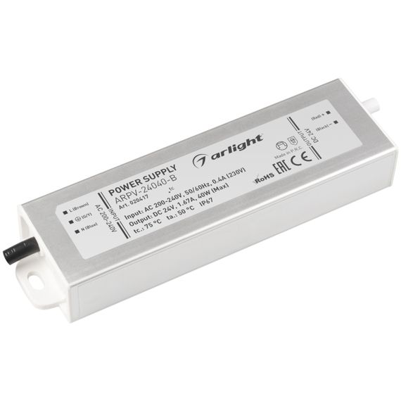 Блок питания Arlight ARPV-40-B 24V 40W IP67 1,67A 020417