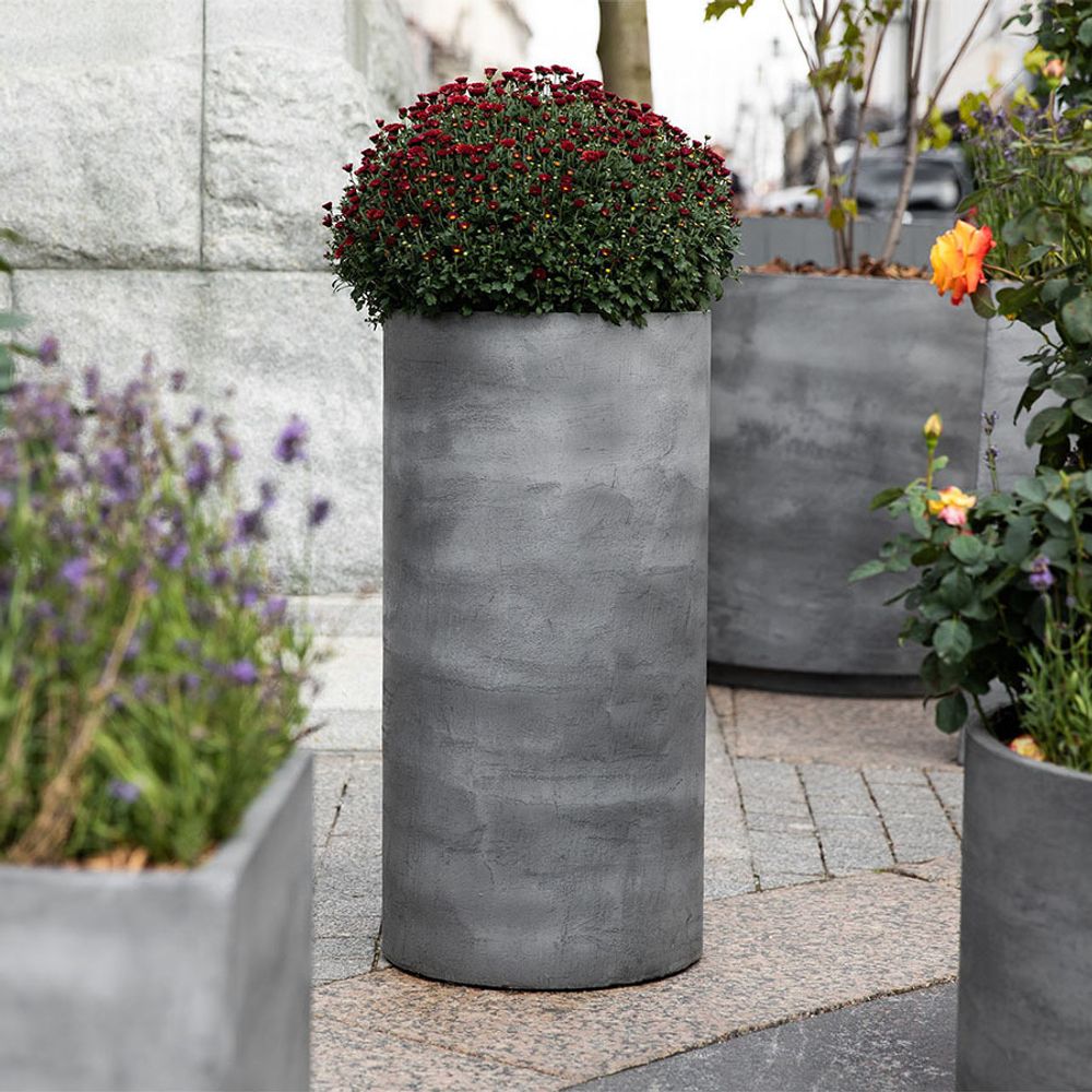 Кашпо CIGAR CONCRETE GREY LIGHT D27 H70