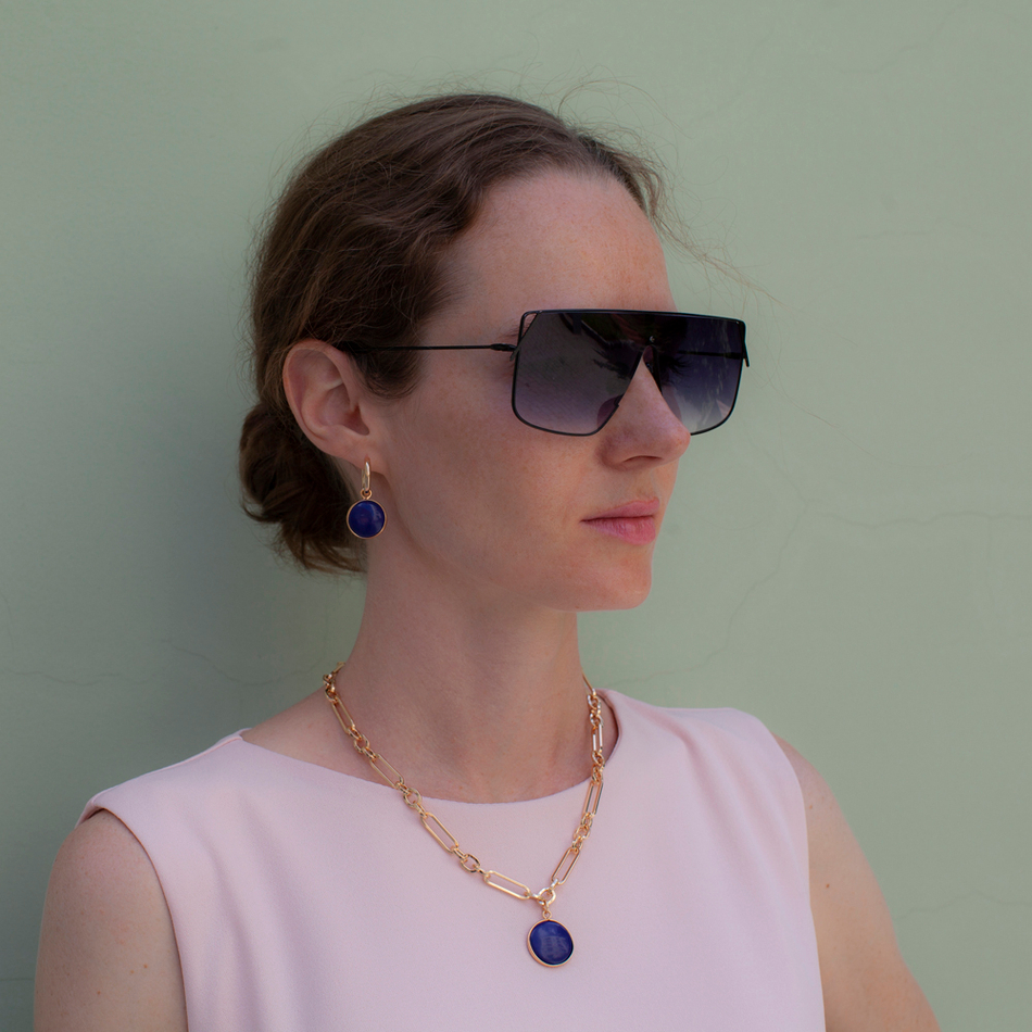 Серьги Fiore Luna NATURAL LAPIS LE1116 BL/G