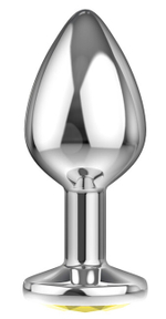 Малая серебряная металлическая пробка с желтым кристаллом, (6,5 см) (Цвет: серебряный, желтый)