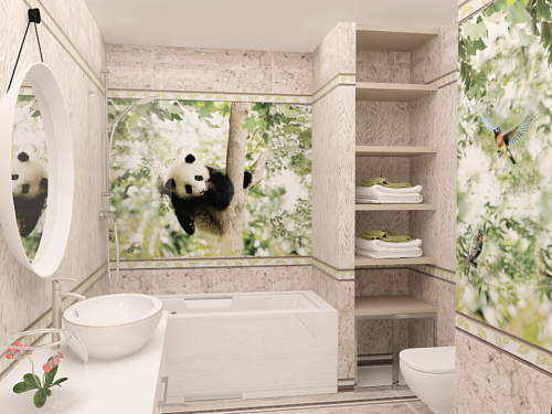 Панель ПВХ фотопечать 3D Panda Панда 2700х250 мм