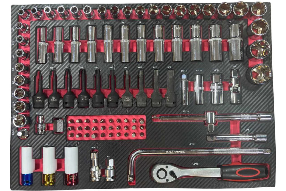 Набор ложементов GWA-329R с инструментом, 329 предмета, 4 ложемента, 550x390x30мм, Great Wolf