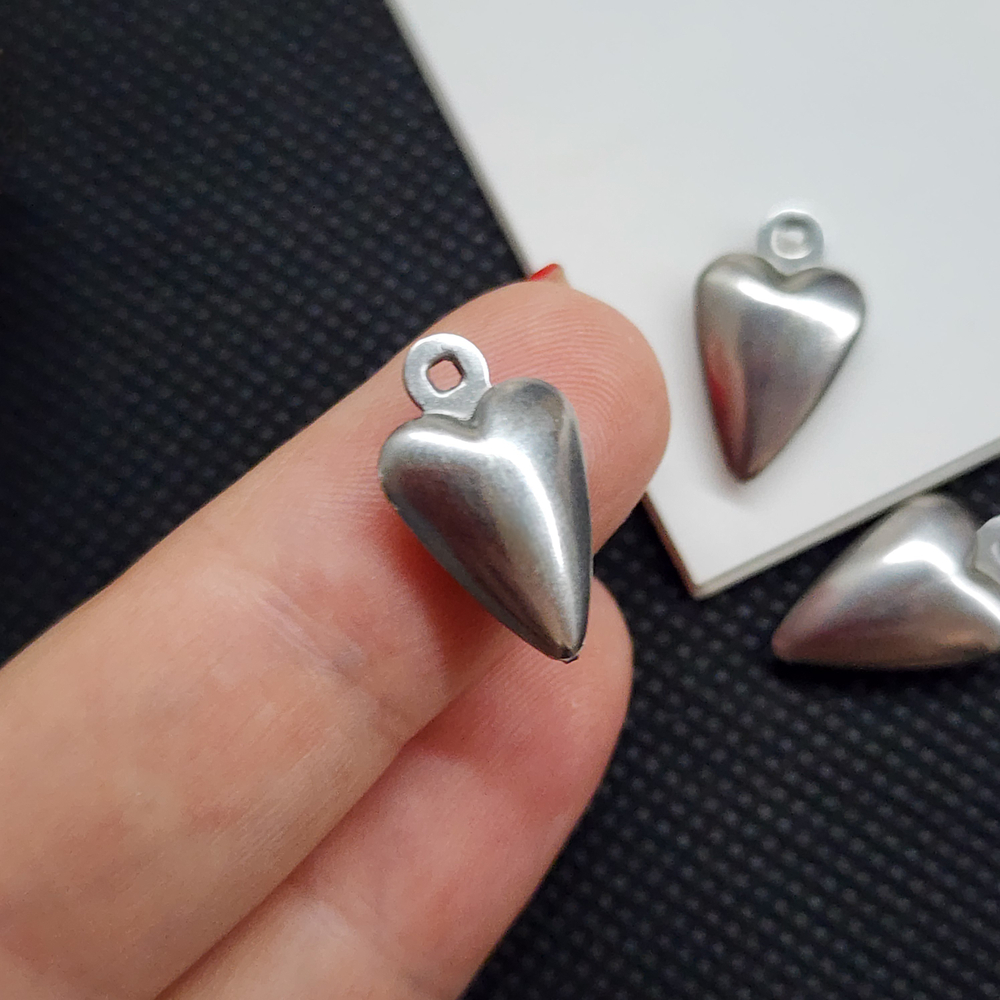 Подвеска сердце удлинённое, сталь, 18мм, штучно