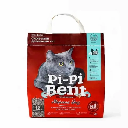 PI-PI BENT Морской бриз Наполнитель комкующийся для кошек, 12 л