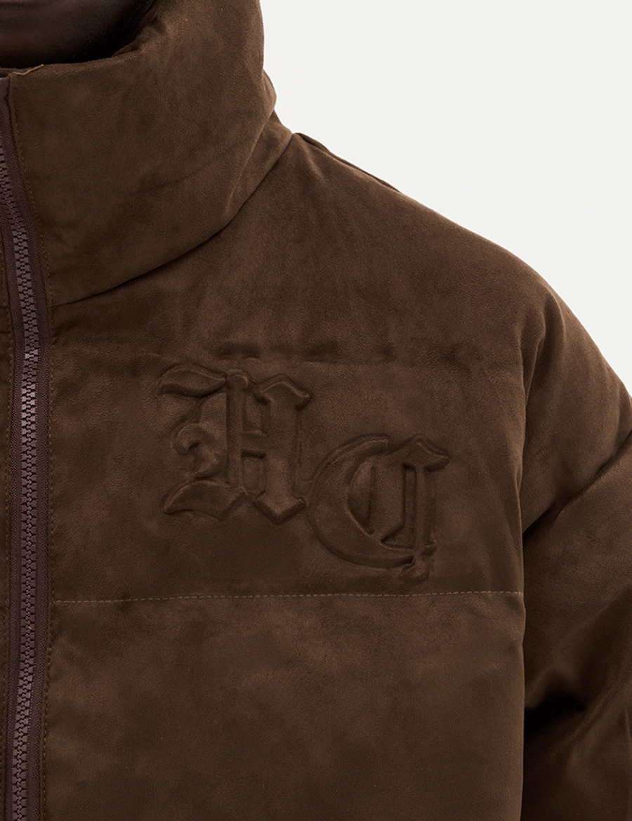 Пуховик HARSHandCRUEL "Gothic Logo" Suede Puffer Jacket