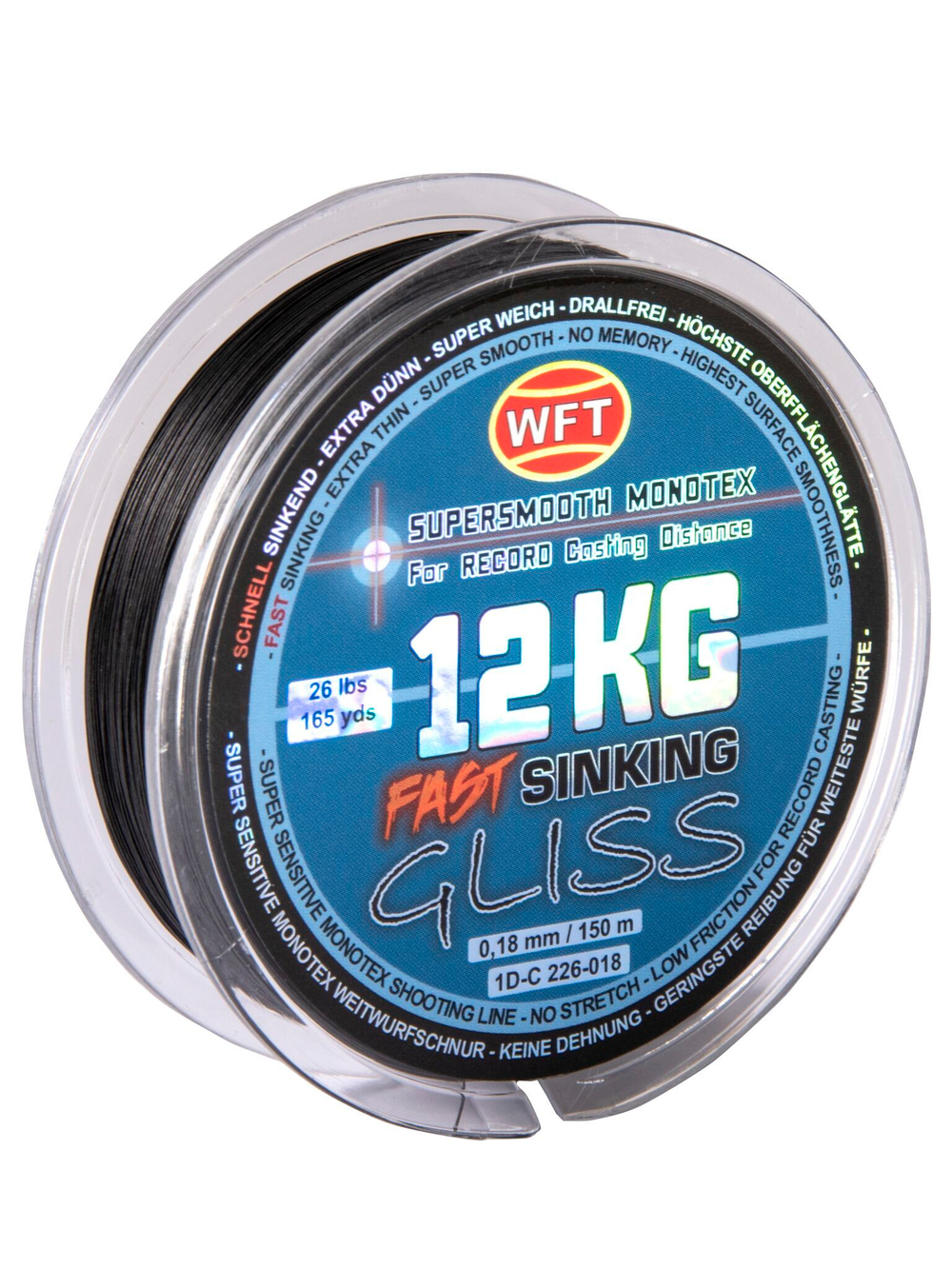 Леска плетёная WFT KG GLISS SINKING Black 150 м, 0.18 мм