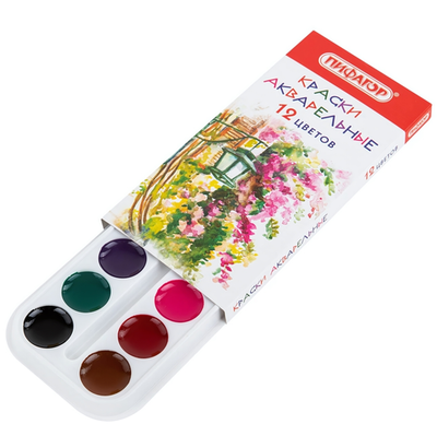Краски акварельные медовые 12цв. круглые кюветы (ПИФАГОР)
