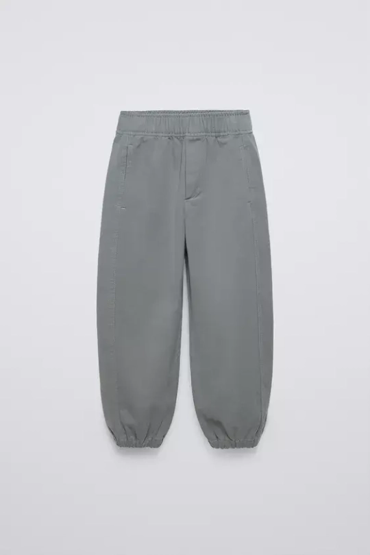 ZARA БРЮКИ ИЗ МЯГКОЙ ТКАНИ С ЭЛАСТИЧНЫМ ПОЯСОМ, ЗЕЛЕНЫЙ
