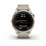 Смарт часы Garmin Fenix 7S Pro Sapphire Solar золотистый корпус с кожаным ремешком цвета известняка