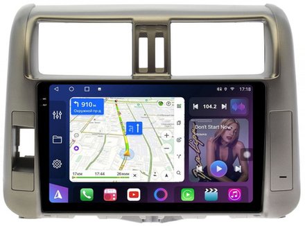 Магнитола для Toyota Land Cruiser Prado 150 2009-2013 (рамка бронза) - FarCar BX065M-360 на Android 13, QLED+2K, TS10, 6Гб+128Гб, CarPlay, 4G SIM-слот