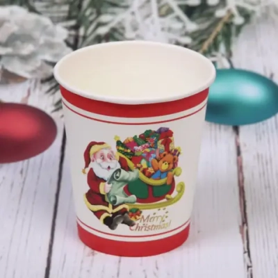 Стакан бумажный 0,2л в наборе 10 шт «Дед Мороз с подарками»