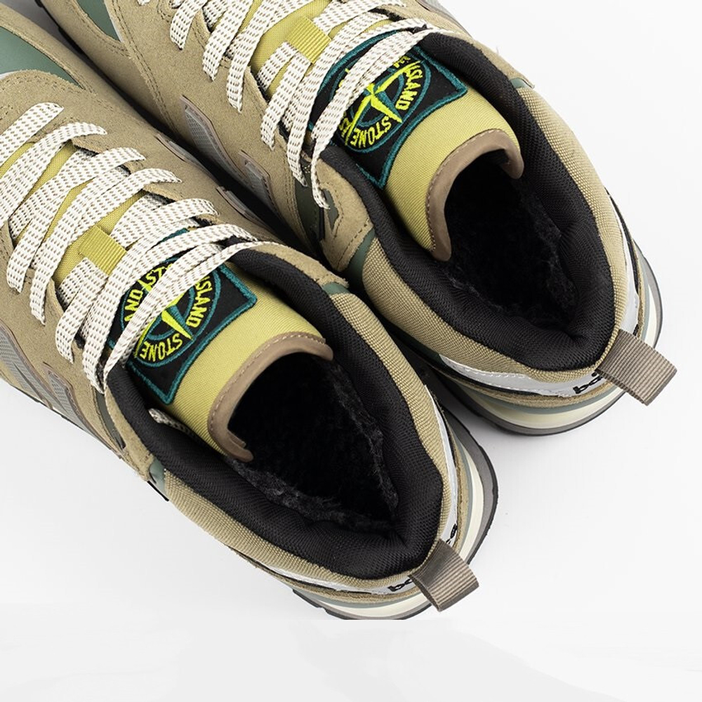кроссовки New Balance 574 Mid x Stone Island Olive / White Winter