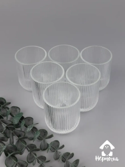 Набор ребристых бокалов для виски, 270 мл. 6 шт. Прозрачные