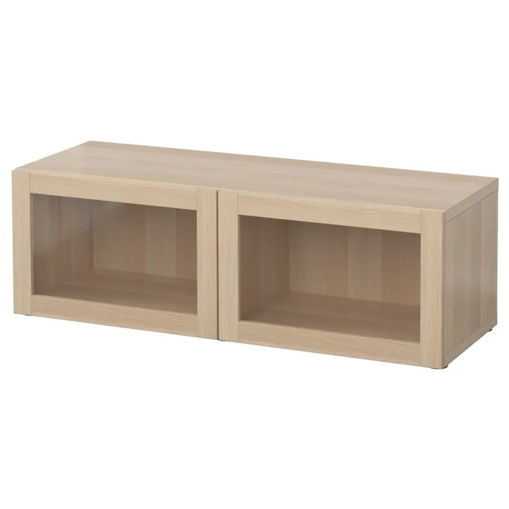 Шкаф-витрина - BESTÅ / BESTА IKEA/ БЕСТА/ БЕСТО ИКЕА, 120х42х38 см,  под беленый дуб