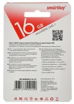 Карта памяти MicroSD 16-GB Smartbuy Class 10 с адаптером