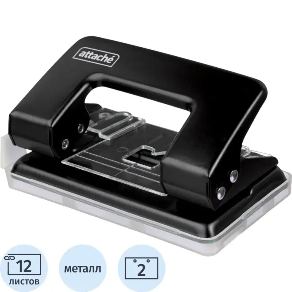 Дырокол ATTACHE 6304 до 12л. с лин, металл., черный