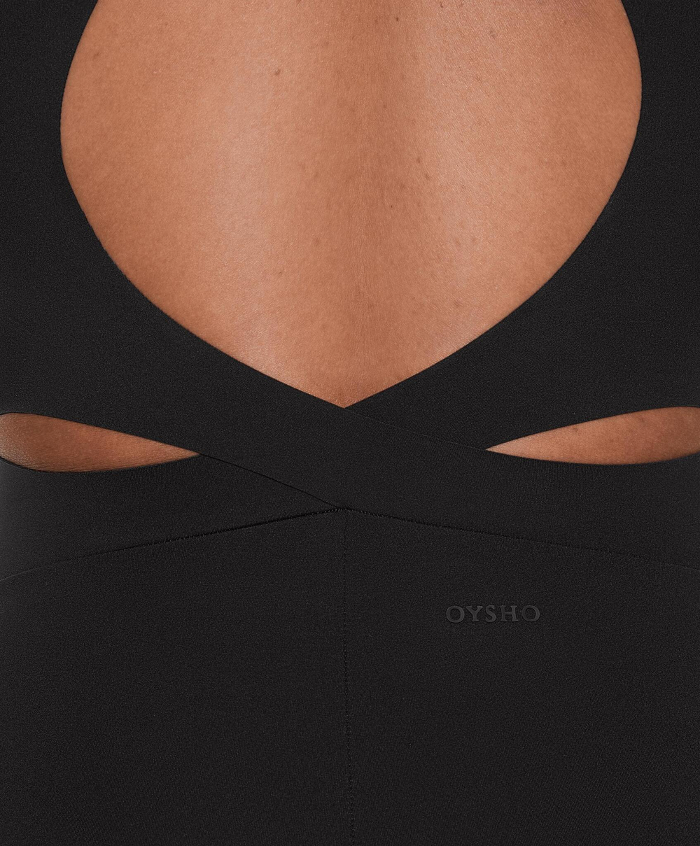 Oysho Компрессионный комбинезон Compressive с перекрестными бретелями, черный