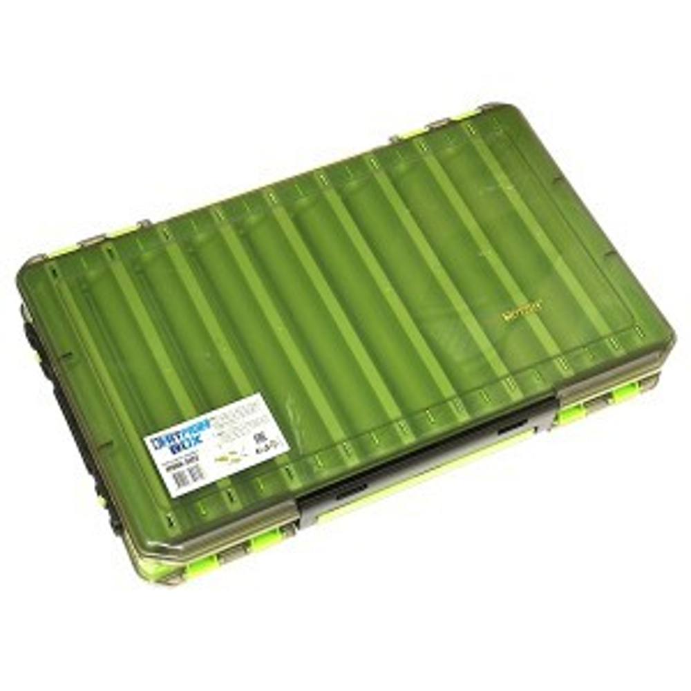Коробка HitFish HFBOX-3422 рыболовная 18 отделений 340х215х50мм Двухсторонняя для воблеров Зелёная