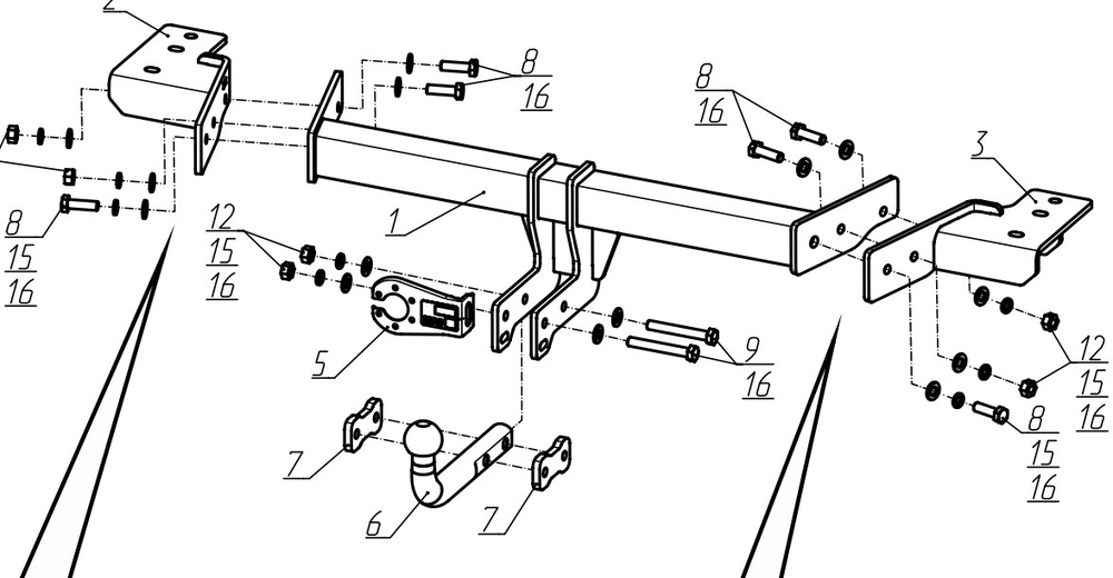 Фаркоп Berg для Haval H7 2025-, шар А, 2000/75 кг, F.9417.001