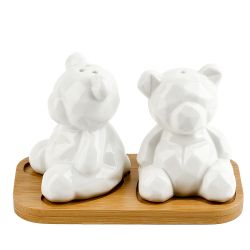 Набор для специй солонка/ перечница " " 14*7*8,5см. на бамбуковой подставке