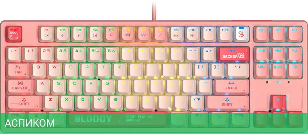 Клавиатура A4Tech Bloody S87 Energy розовый