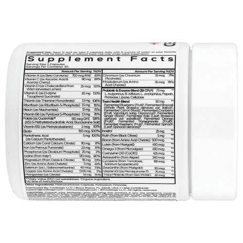 Codeage, ферментированные мультивитамины + для подростков, 60 растительных капсул