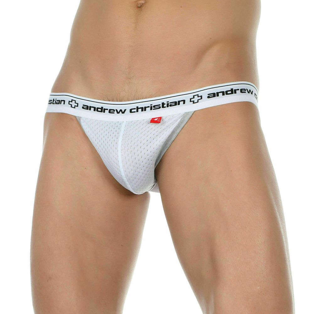 Мужские трусы джоки белые в сетку Andrew Christian 39169