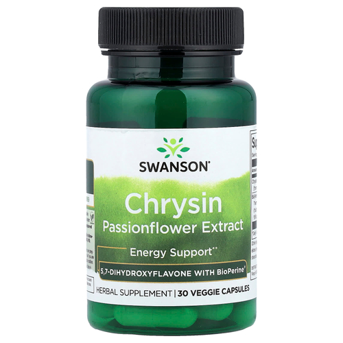 Swanson, хризин, 30 растительных капсул