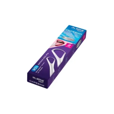 Скребок для языка из нержавеющей стали, КОМПЛЕКТ 2 шт. (большой и малый), с футляром, LAIMA DENT, 609409