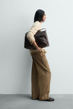 ZARA БРЮКИ STRAIGHT FIT LIMITED EDITION, БЕЖЕВЫЙ