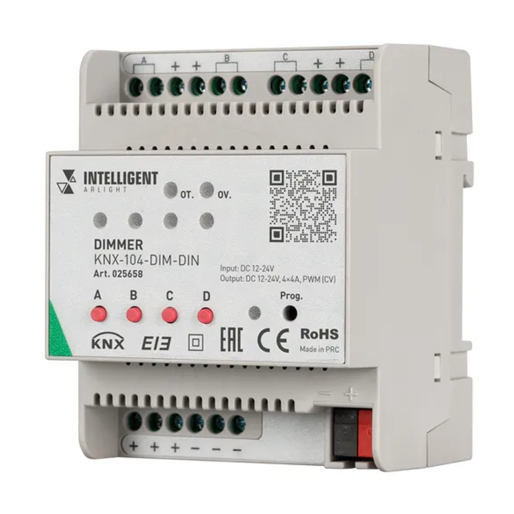 INTELLIGENT ARLIGHT Диммер KNX-104-DIM-DIN (12-24V, 4x4A) (IARL, IP20 Пластик, 2 года) 025658