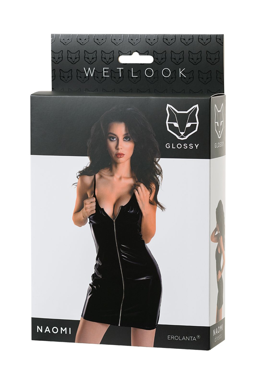 Glossy Naomi - Платье из материала Wetlook, черное, L