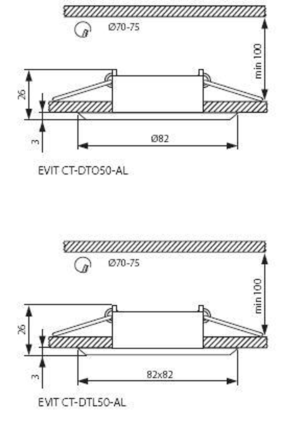 Cветильник точечный круглый KANLUX EVIT CT-DTO50-AL