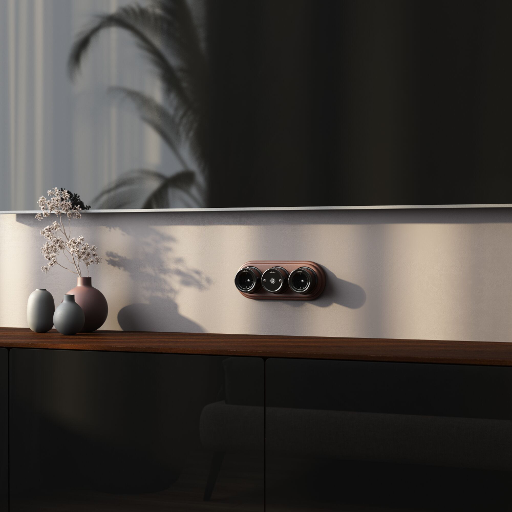 ТВ розетка  черный Ретро W5683008