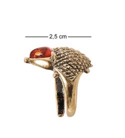 AM-2523 Кольцо «Ежик» (латунь, янтарь)