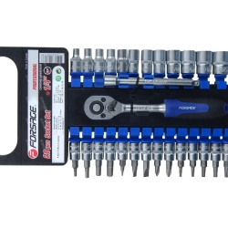 Набор головок и бит с трещоткой 28пр. 1/4''(4-14мм, Torx:T10-T30, Hex:3-6мм,SL:4,5.5,7мм, PH1,2),в пластиковом держателе Forsage F-027-5 MSA