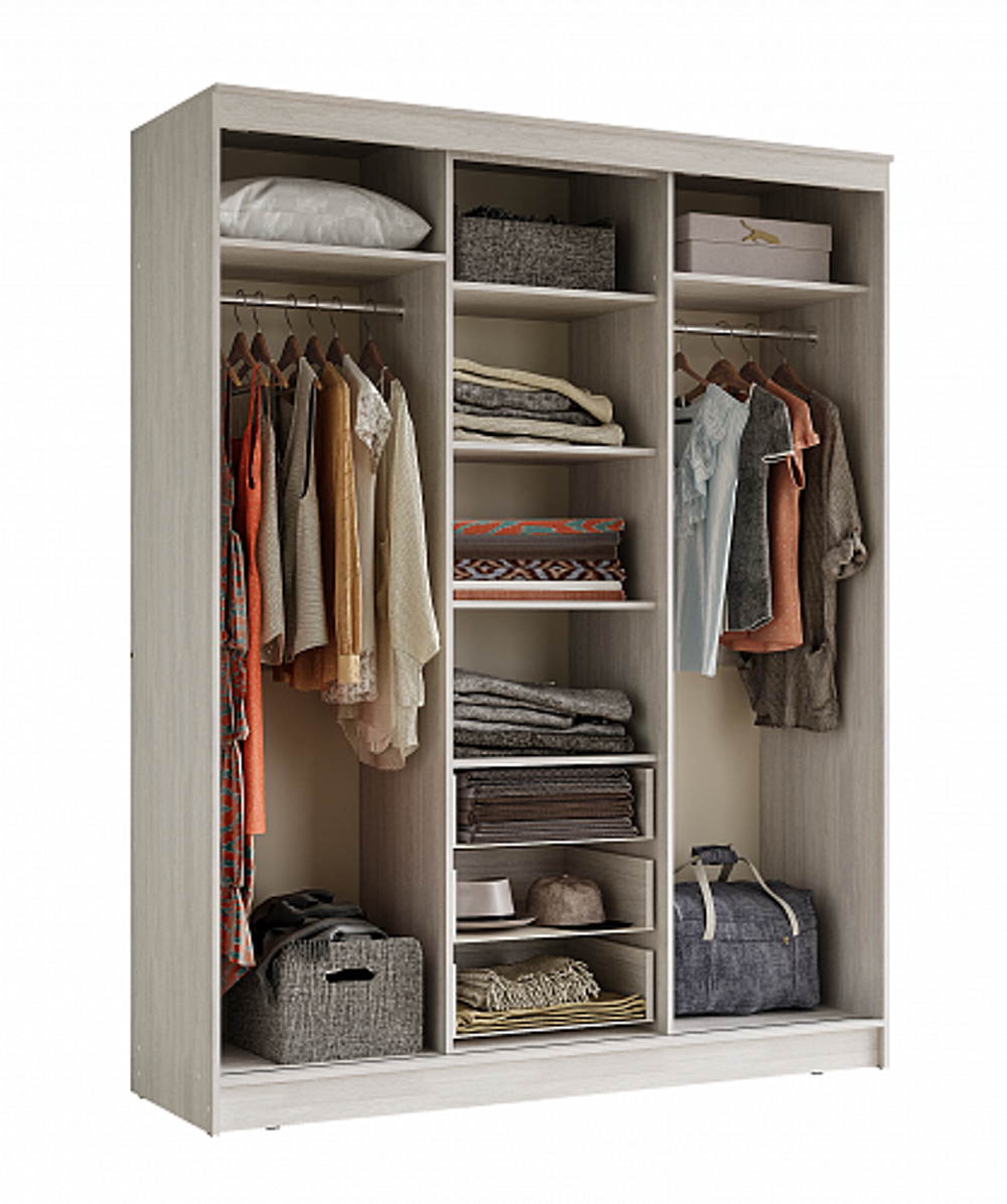 Шкаф-купе комбинированный Маэстро, ясень белый