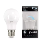 Лампа Gauss LED A60 11W E27 960lm 4100K диммир.102502211-D