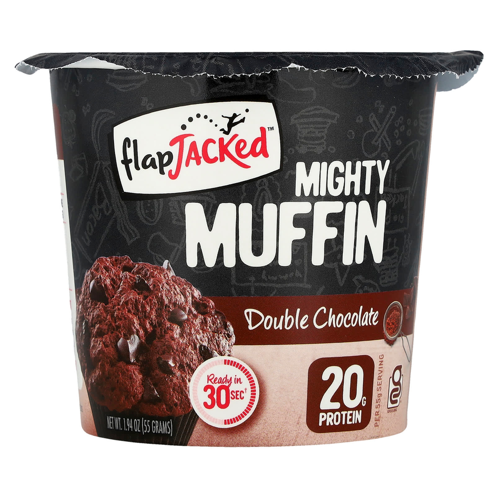 FlapJacked, Mighty Muffin с пробиотиками, двойная порция шоколада, 1,94 унции (55 г)