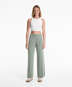 OYSHO Трикотажные брюки прямого кроя, светло-зеленый