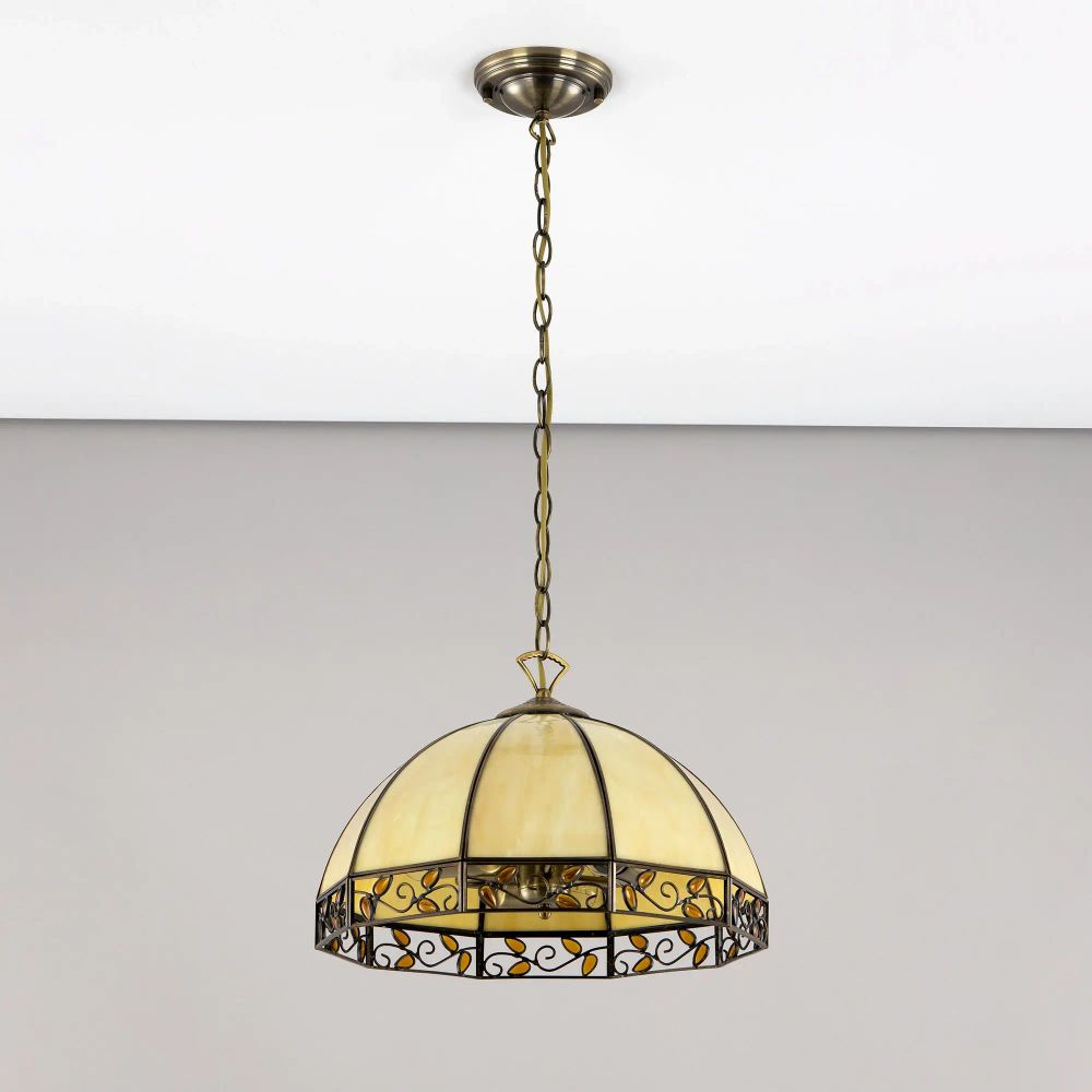 Citilux Шербург-2 CL440231 Люстра витражная подвесная Бронза