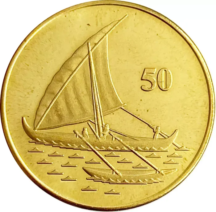 50 центов 2016 Остров Рождества Полинезийская лодка