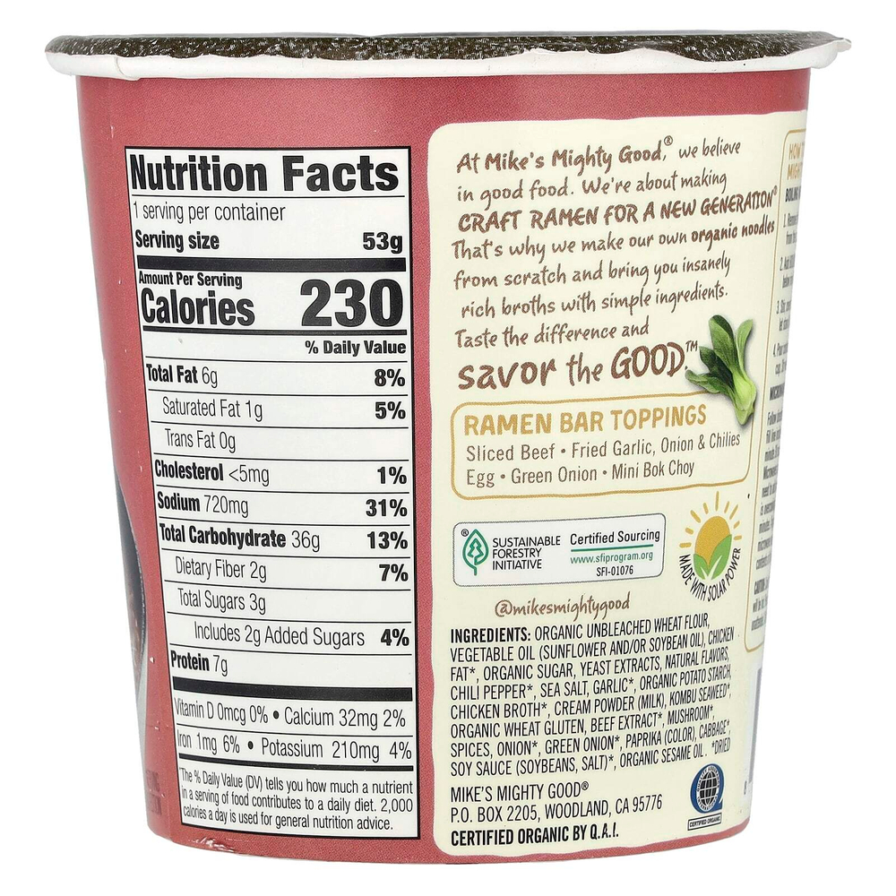 Mike's Mighty Good, Craft Ramen, Рамен-суп с острым говяжьим вкусом, 1,8 унции (53 г)