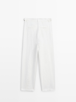 Massimo Dutti Струящиеся брюки с пряжками, белый