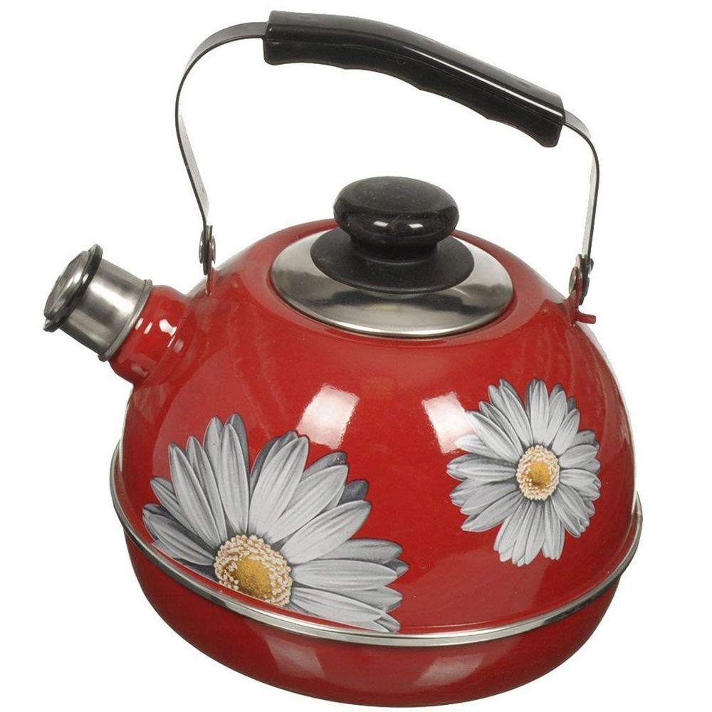 Чайник сталь, эмал, 3.5 л, свист, подв ручк, Рубин, С2218, крас-борд, TМ04/35/01/01/ 05/ 14