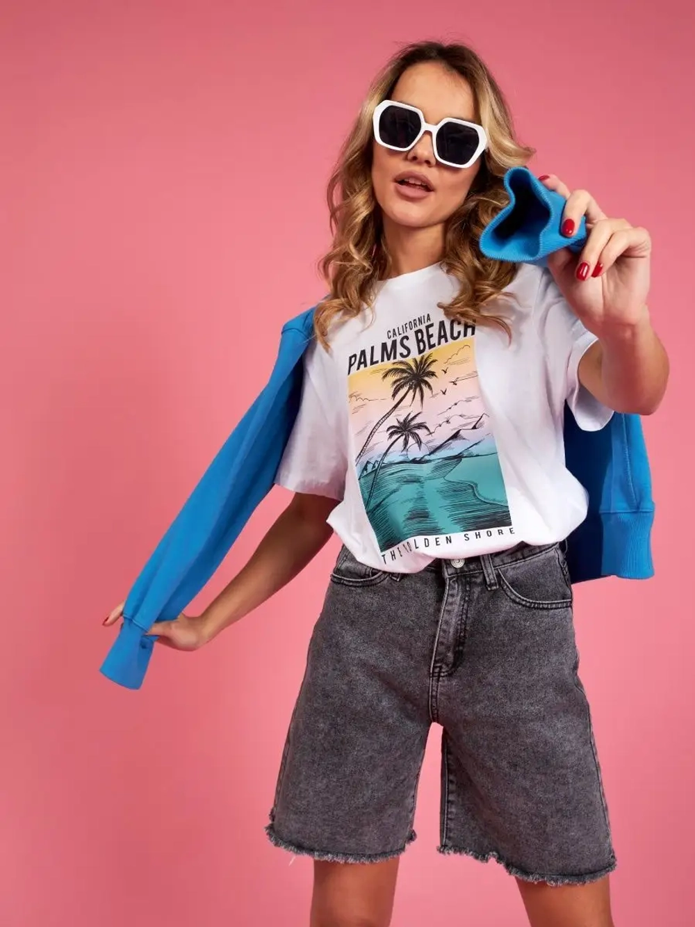 Футболка белая базовая с принтом лето 2023 большие размеры