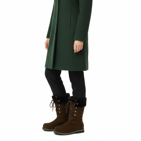 Унты-ботиночки женские высокие из замши и мутона