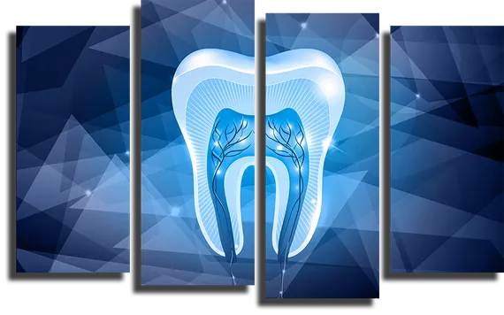 Модульная картина "Зуб на синем фоне"